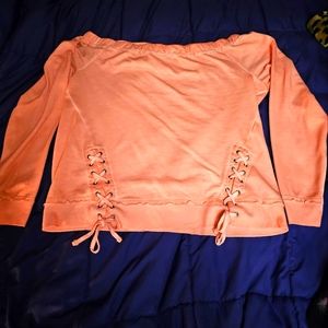 Maurices womens Tangerine/peach off the shoulder sweatshirt XL